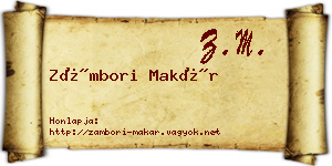 Zámbori Makár névjegykártya